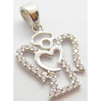 Klenoty Budín Zlatý přívěsekzlatý andělíček posetý zirkony pro štěstí HK3120