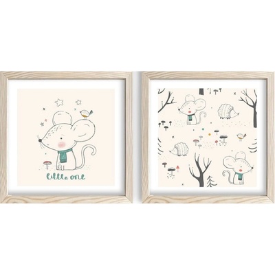 Wallity Детски картини в комплект от 2 броя 33x33 cm Little One - Wallity (615LBY1144)