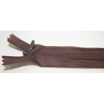 Zips krytý nedeliteľný 30cm tmavá hnedá