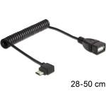 Delock USB micro-B мъжки ъглов USB 2.0-A женски OTG навит кабел черен 83354 (83354)