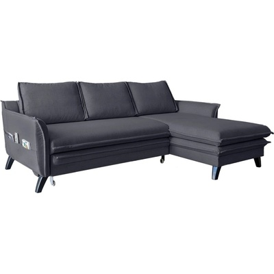 Miuform Антрацитен ъглов разтегателен диван, десен ъгъл Charming Charlie - Miuform (Charming Charlie 2QL-LCBKR LIN19)