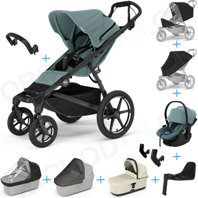 Thule Set 10v1 Urban Glide 4-wheel Mid blue 2024+madlo+vanička Soft beige+Thule Maple Mid blue+Thule Alfi+príslušenstvo