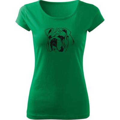T-ričko Anglický buldog dámske tričko Trávová zelená