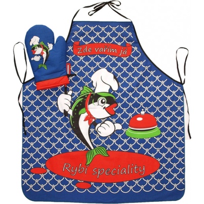 Forbyt Zástěra a chňapka Ryba set modrá