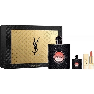 Yves Saint Laurent Opium Black EDP 90 ml + EDP 7,5 ml + rtěnka 1,3 ml pro ženy dárková sada