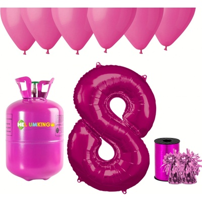HeliumKing Helium párty set na 8. narozeniny s růžovými balónky