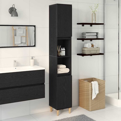 vidaXL Шкаф за баня Черния дъб 30 x 30 x 190 см Инженерна дървесина (862805)