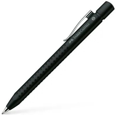 Faber-Castell Химикалка, 0, 35 мм, с бутон, черен металик, FABER-CASTELL "Grip-2011", синя 144187 (144187)