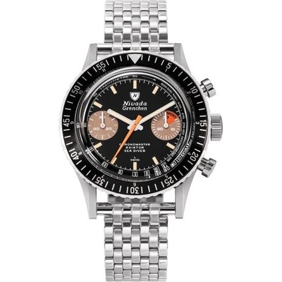 Nivada Grenchen Chronomaster Orange Boy Inter. Bezel Manual Forstner Beads of Rice