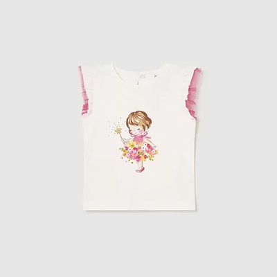 MAYORAL Тениска къс ръкав комбинирана бяло-лилаво за бебе момиче Mayoral