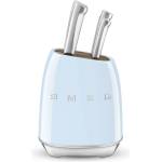 Smeg Комплект ножове със стойка smeg kbsf02pb, 7 части, Слотове от акациево дърво, Немска неръждаема стомана, Пастелно син (kbsf02pb)