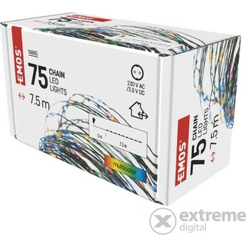 Emos D3AM02 75 LED nano řetěz zelený 7,5 m venkovní i vnitřní multicolor časovač