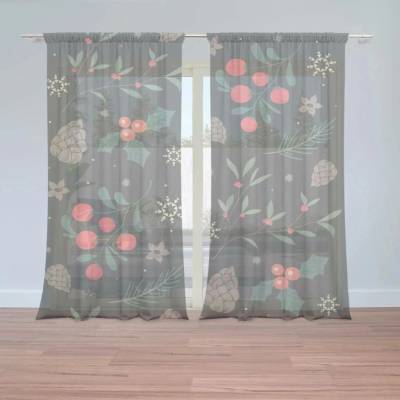 Sablio Vánoční Záclony Sváteční les: 2ks 150x250cm