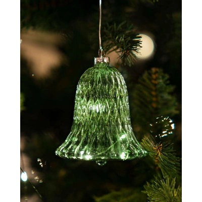 SIRIUS LED sklenený zvonček, zelený, 9 cm