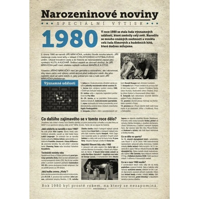 Narozeninové noviny 1980 s vlastním textem a fotografií S fotografií a textem