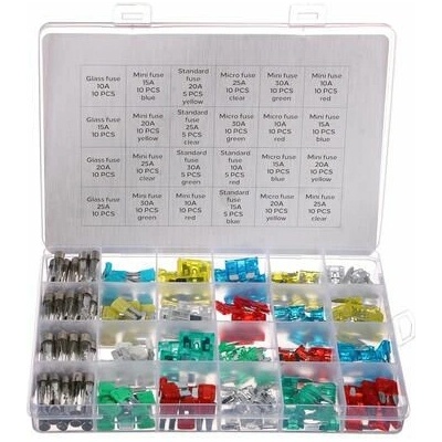 Sada nožových a skleněných automobilových pojistek MECHANIC FUSE SET 215 SIXTOL