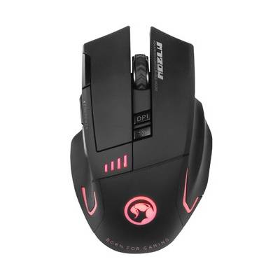 Marvo Myš M720W, 4800DPI, 2.4 [GHz], optika, 8tl., bezdrátová, černá, 1 ks AA, Nano přijímač, podsvícená