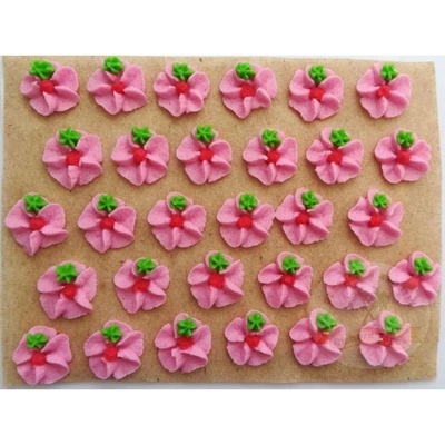 Cukrové květy růžové na platíčku 30ks - Fagos