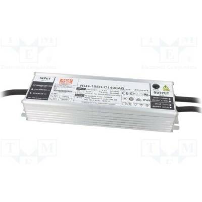 MEAN WELL HLG-185H-C1400AB Napájecí zdroj: spínaný; LED; 200,2W; 71÷143VDC; 700÷1400mA; IP65