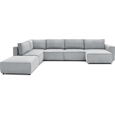 Bobochic Светлосив велурен U-образен ъглов диван, ляв ъгъл Nihad modular - Bobochic Paris (101202)