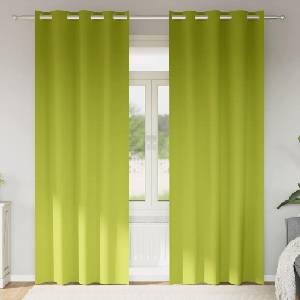 Pure Line Home Плътни завеси в цвят зелен лайм с метални халки, 2 бр. , 140 x 225 см