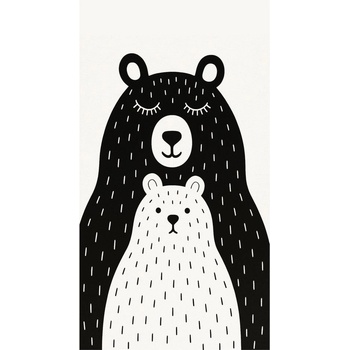 Vitaus Черно-бял детски килим подходящ за пране 80x120 cm Bear Family v2 - Vitaus (KRN-KID-2024-80x120)
