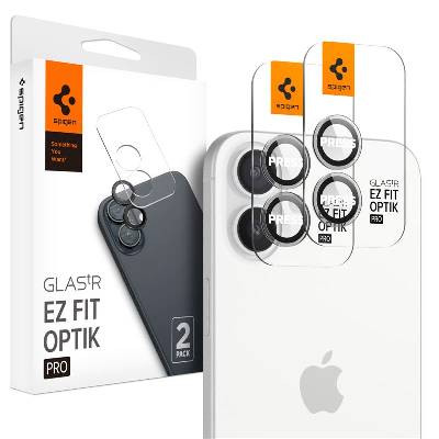 Glass tR EZ Fit Optik Pro Lens Protector 2 Pack - 2 комплекта предпазни стъклени лещи за камерата на iPhone 16, iPhone 16 Plus (прозрачен)