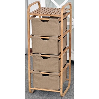 Autronic Bambusový regál hnědá látka DR-018B šířka 70 cm