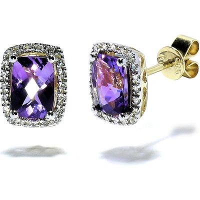 Blink-Blink diamantové náušnice zo žltého zlata s Ametystom 3160ZAG
