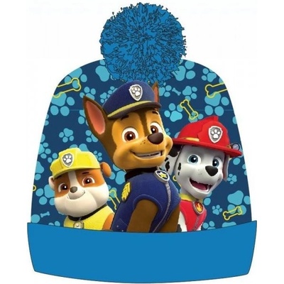 EplusM Chlapecká zimní čepice s bambulí Tlapková patrola Paw Patrol modrá