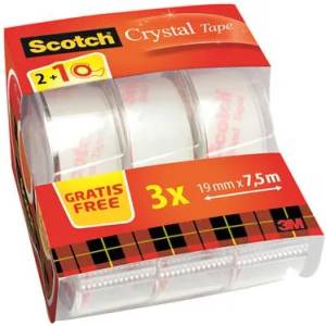 3M Crystal Clear 19mmx7, 5m 2+1 диспенсър за самозалепваща се лента (7100088402)