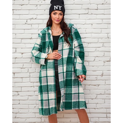 Resti Women's green check coat čierna biela šedá zelená viacfarená