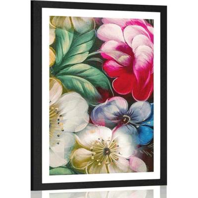 Plakát s paspartou magický svět květin - 20x30 white