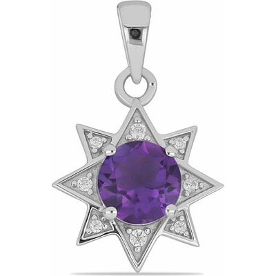 Nefertitis Přívěsek stříbrný s broušeným africkým ametystem a zirkony 023185 AFAM NF45199