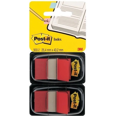3M Záložky Post-it Index široké 25,4x43,2 červená 2ks