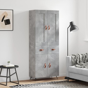 vidaXL Висок шкаф, бетонно сив, 69, 5x34x180 см, инженерно дърво (3199853)