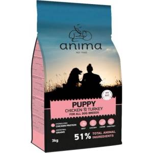 Anima PUPPY TURKEY CHICKEN All dog breeds - храна за подрастващи кучета от всички породи, с цвекло, цикория, рожков и розмарин - 14 кг, Италия