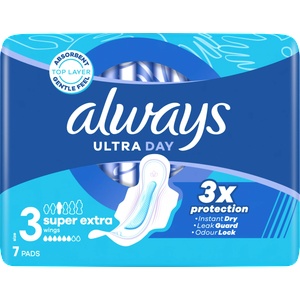 Always Превръзки Ultra Day с крилца, размер 3, 7 бр (3078461)