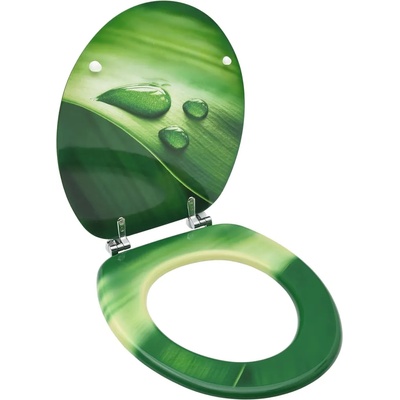 vidaXL WC тоалетна седалка с капак, МДФ, дизайн зелени водни капки (146908)