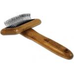 Bamboo Groom Soft Slicker Brush with Stainless Steel & Comfort Pins S - бамбукова четка с ъглови метални бодлички за всеки тип козина, за котки и малки кученца, размер S: 6, 7 см ширина х 4, 8 см височина BGSLSM