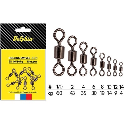 Delphin Rolling Swivel veľ.6 10 ks