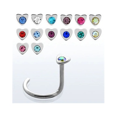 Šperky4U Piercing do nosu srdíčko, světle modrá barva - N01131-LB