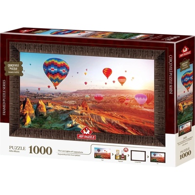 Art Puzzle Комплект пъзел, рамка и лепило Art Puzzle от 1000 части - Последните лъчи над Кападокия (5693)
