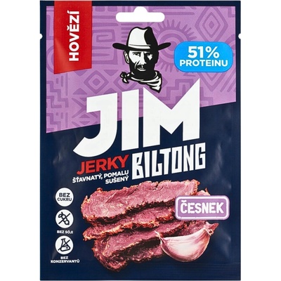 Jim Jerky Biltong hovězí česnek 20 g