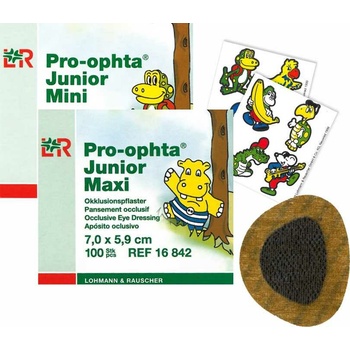 Pro-ophta detské okluzory Junior Mini a Maxi 100 ks 7,0 x 5,9 cm