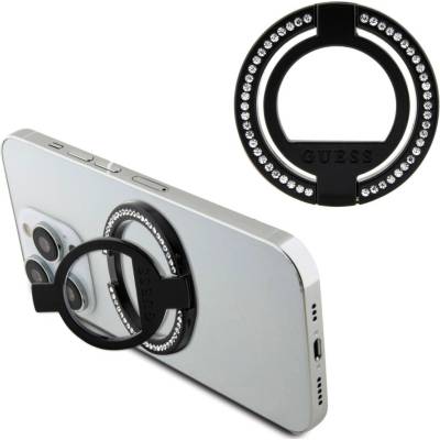 Guess Rhinestones MagSafe Ringstand černé