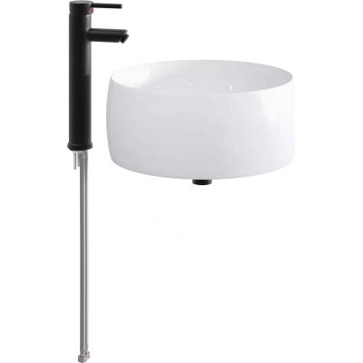 vidaXL Мивка за баня Матово черно 38, 5 x 38, 5 x 16 см Метал (890239)