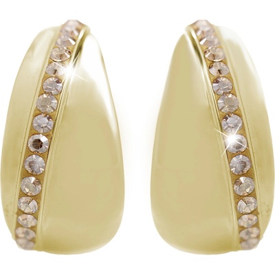 JSB bijoux s.r.o. Pozlacené stříbrné náušnice kruhy s šikmou řadou krystalů Swarovski Golden Shadow (Stříbro 925/1000)