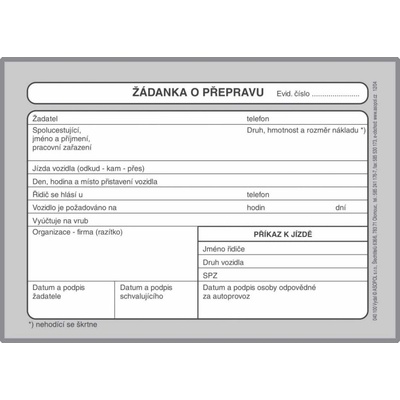 Asopol 100500 Žádanka o přepravu A6
