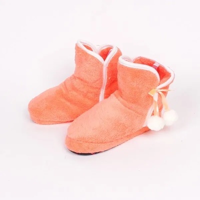 Детски пантофи боти от софт в оранжев цвят